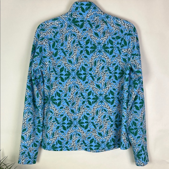 Lilly Pulitzer Melena Popover Leaping Leopards Half Zip Pullover Small - Picture 7 of 9
